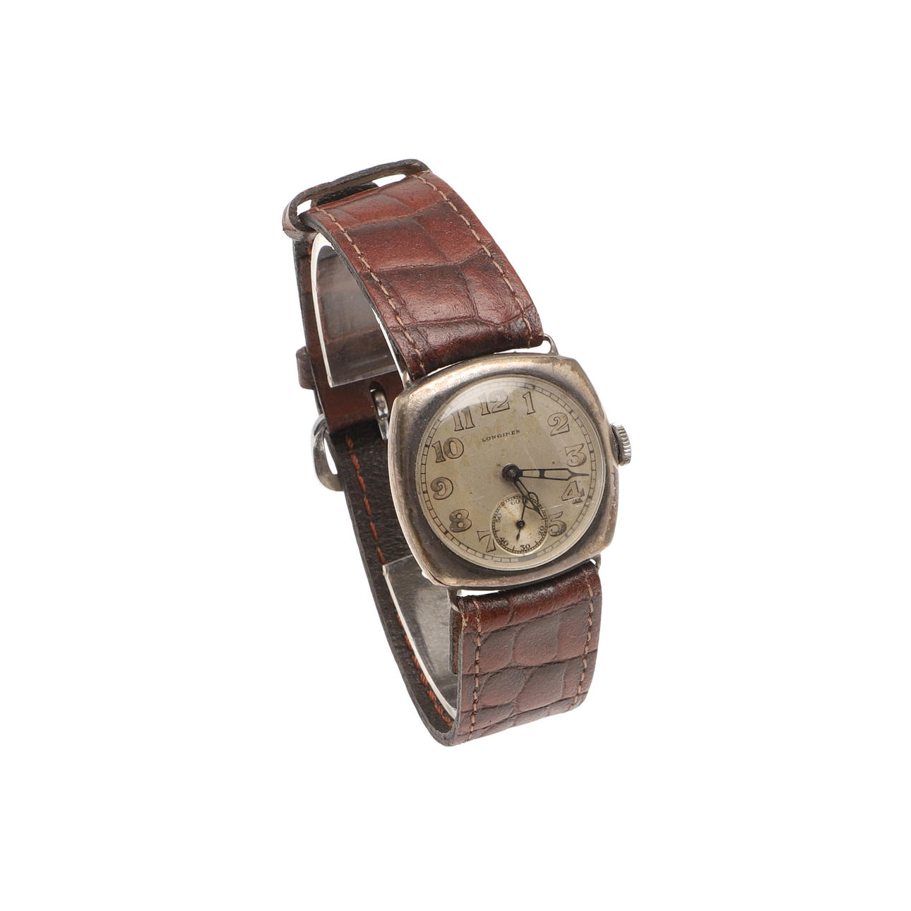 ET HERREARMBÅNDSUR I SØLV FRA LONGINES.