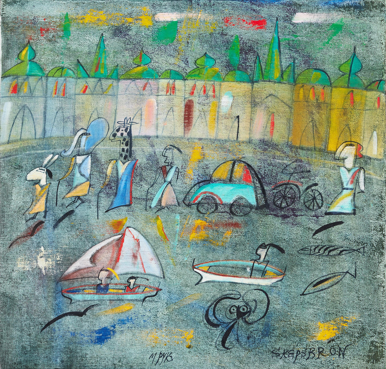 MADELEINE PYK. “Skeppsbron”, oil on canvas.