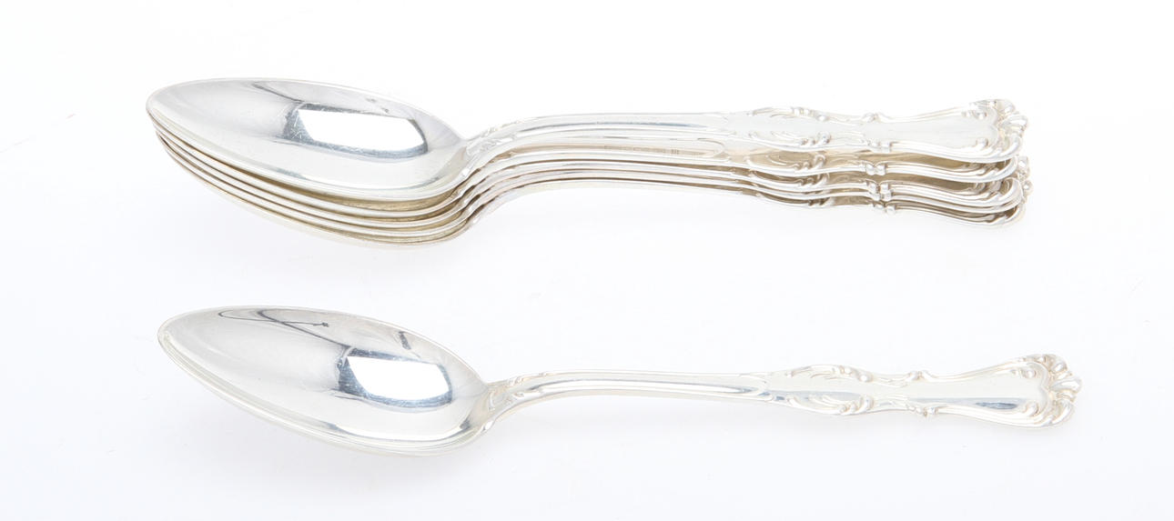 MATSKEDAR, 6 st, sterlingsilver, CG Hallberg 1900-tal.