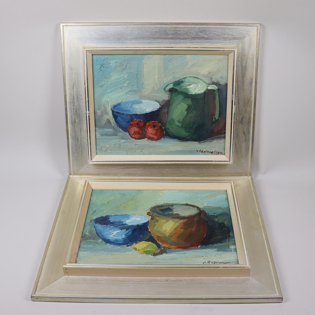 VIKTOR RASMUSSEN, oil on canvas, still lifes, 2pcs.
