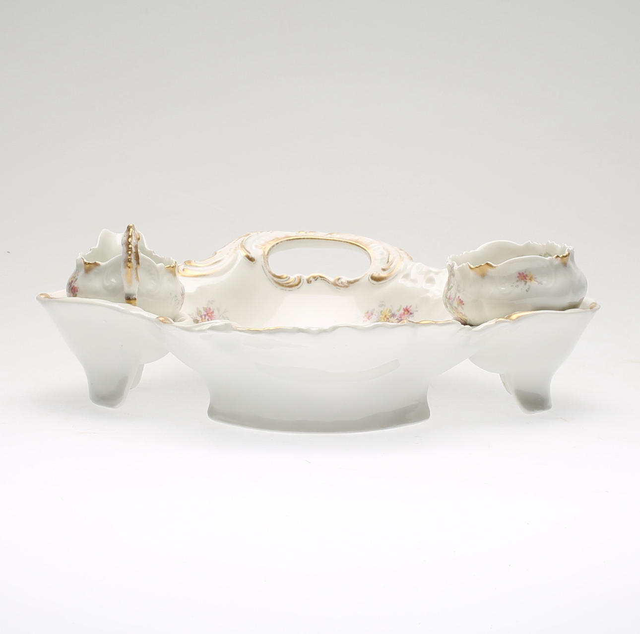 JORDGUBBSSERVIS, 3 delar, porslin, Limoges, Frankrike, 1900-tal.