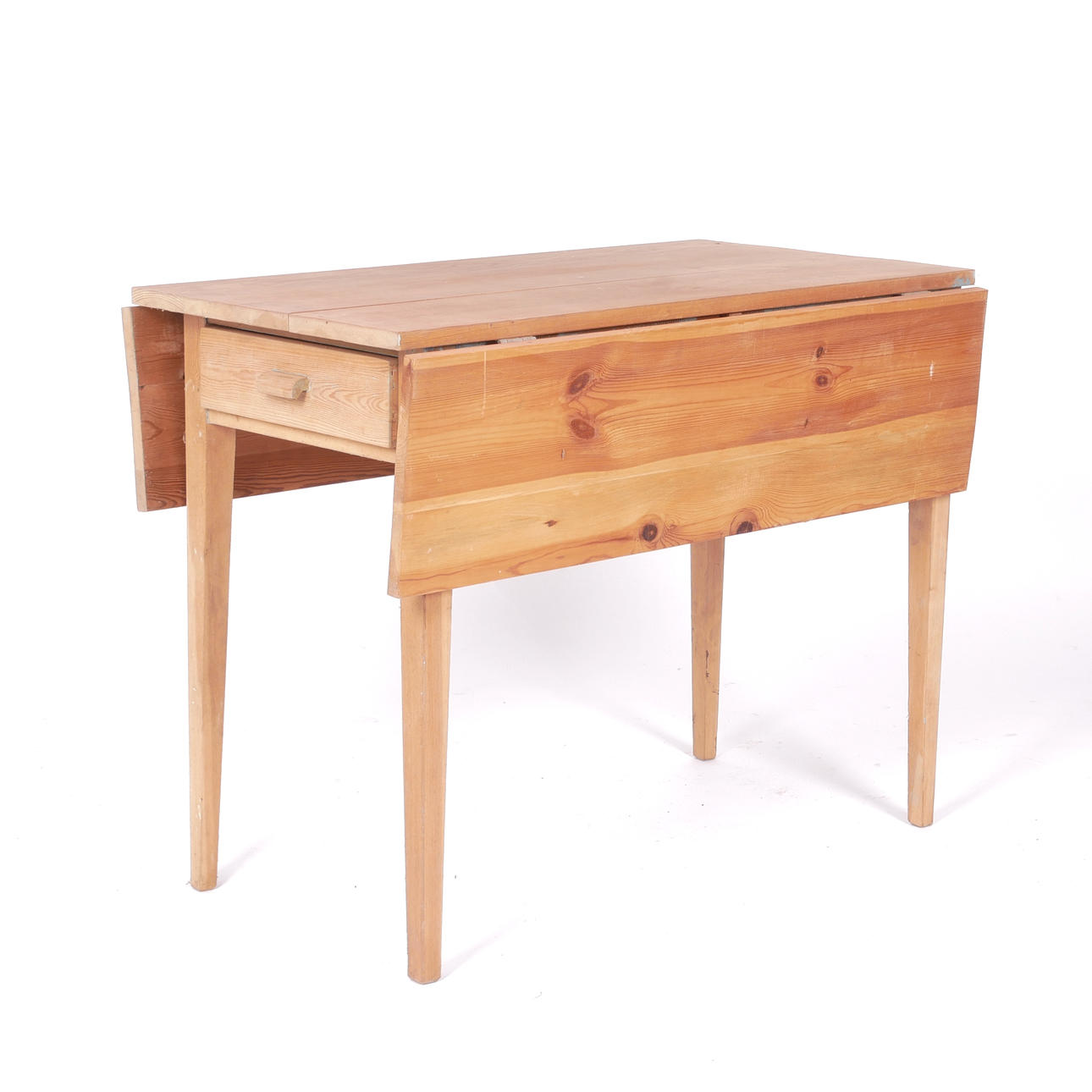 FOLDING TABLE, with drawers, tilted pine, 1930/40s.