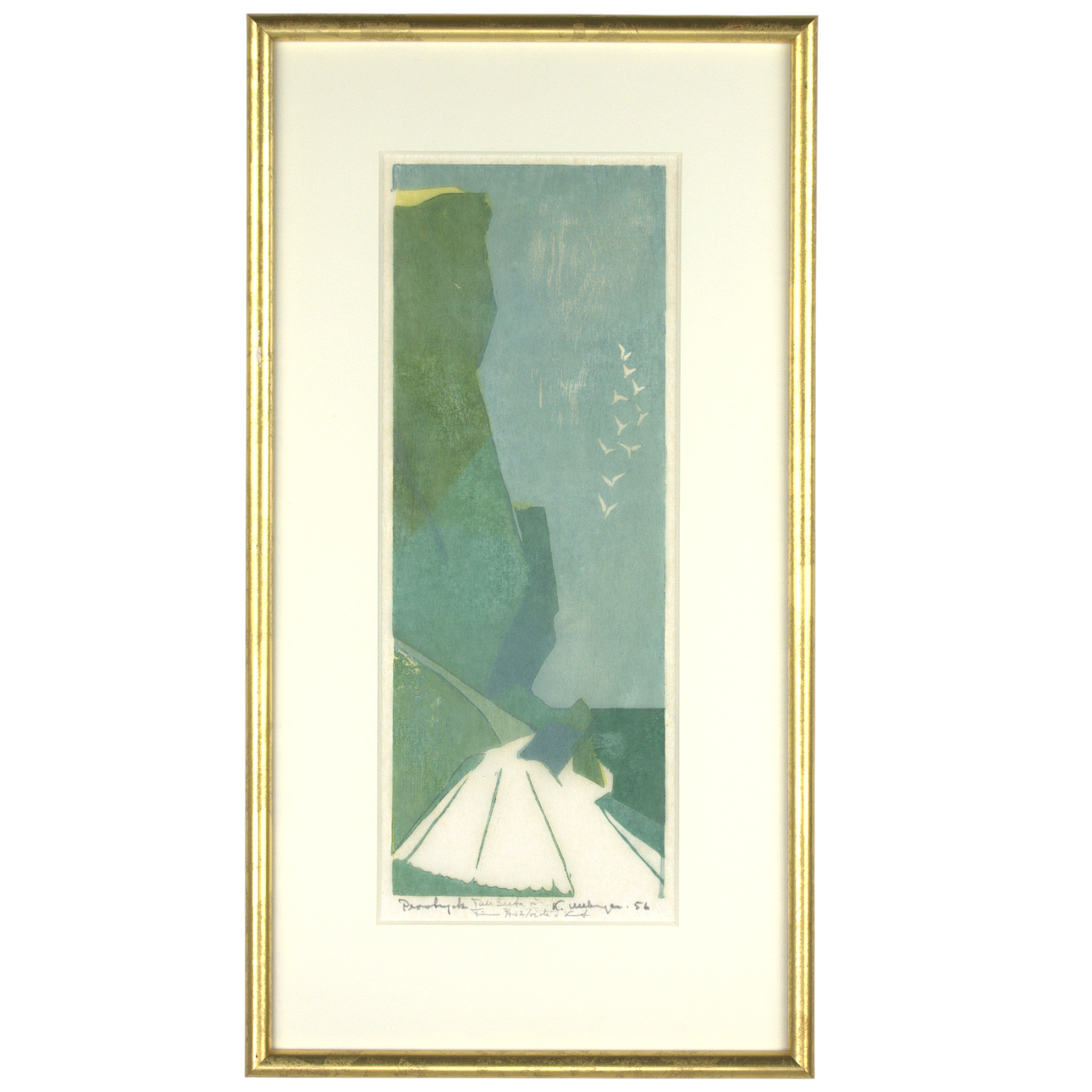 KURT ULLBERGER. Woodcut, sample print, coastal lot, signed, 56.