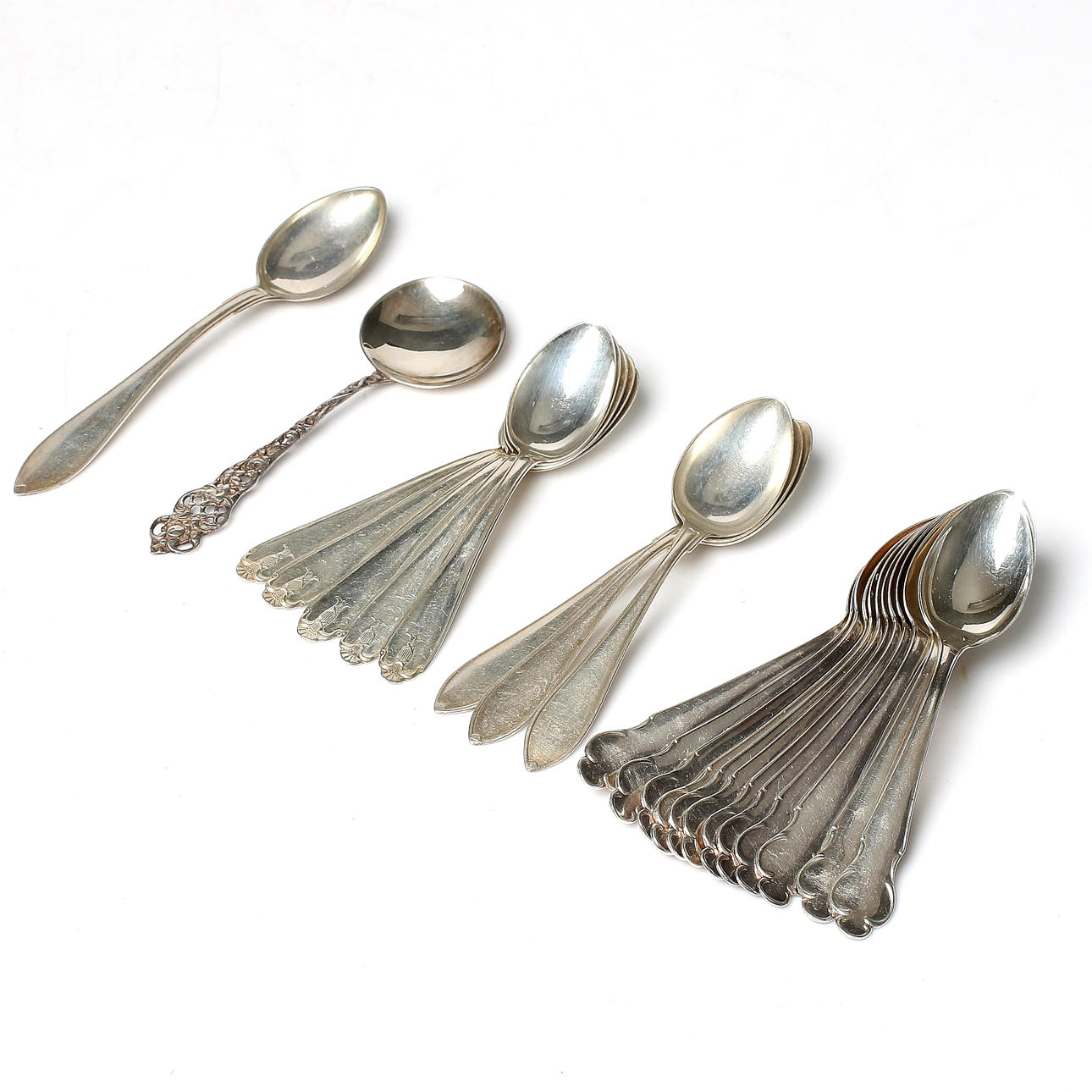 TESKEDAR, 22 st, silver. CG Hallberg, GAB. Vikt 280 gram.