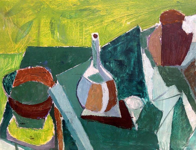 GEORG STERNBACHER. GEORG STERNBACHER, STILLEBEN MED FLASKA, 1954-58.