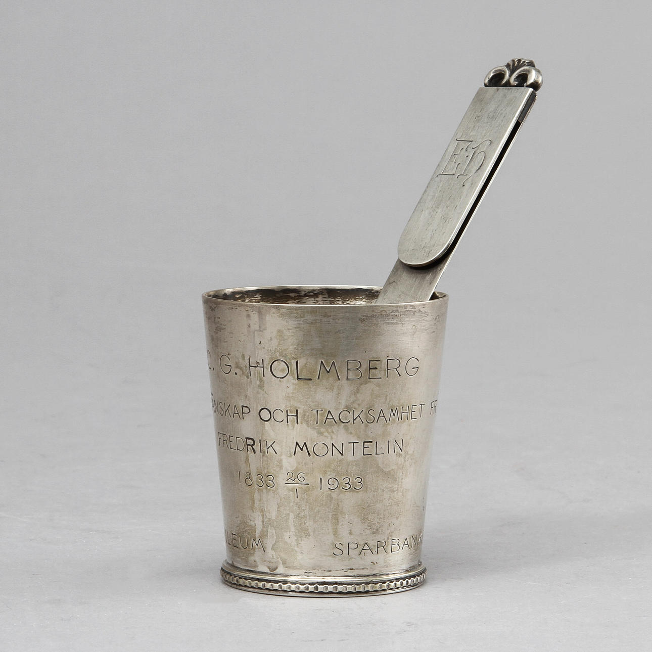 BÄGARE och BREVKNIV, silver. Wiwen Nilsson och Anders Nilsson, Lund 1933 och 1926. Vikt ca 84 gram.