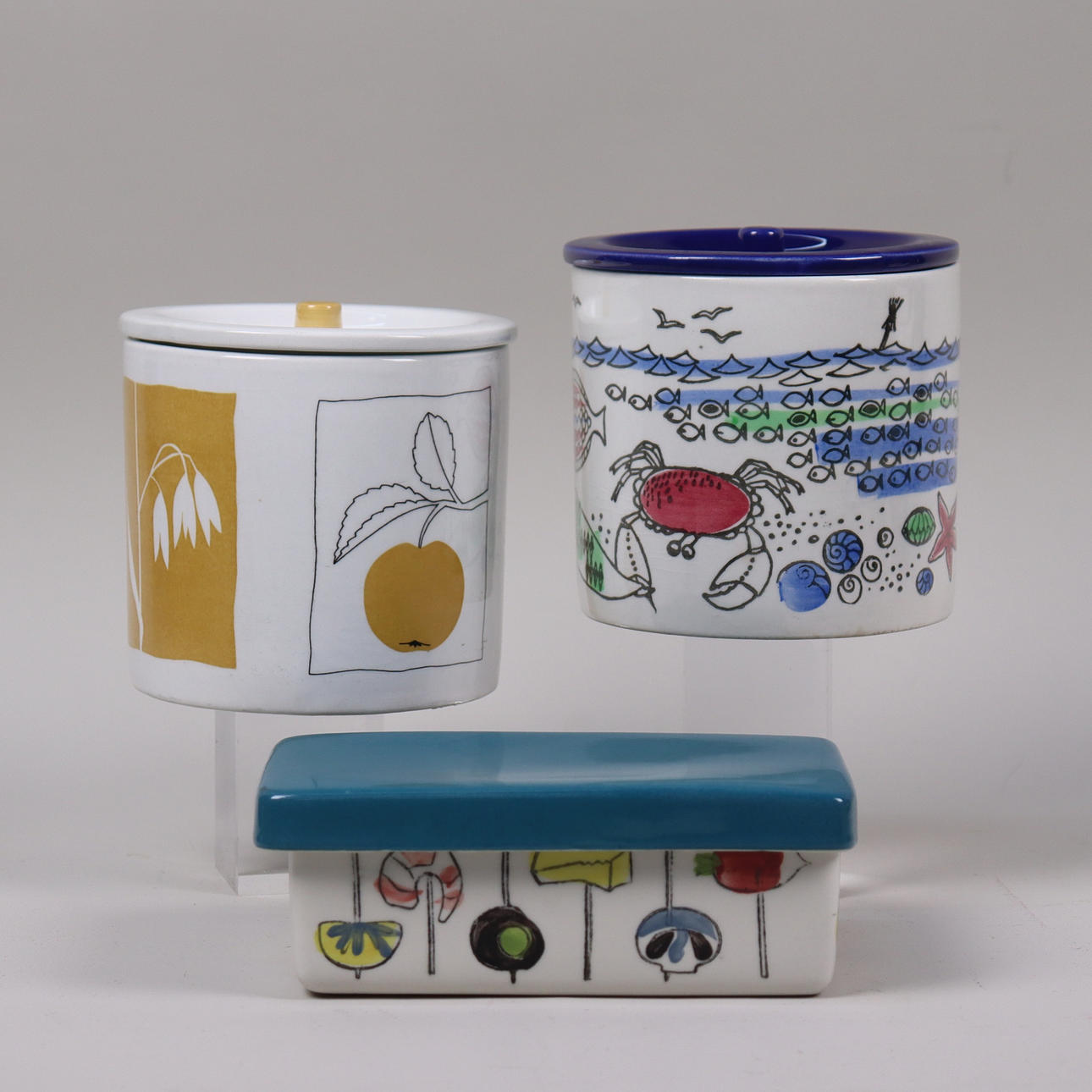 UPSALA-EKEBY, Gefle, flintware jars, “Cocktail” by Berit Ternell etc., 3pcs.