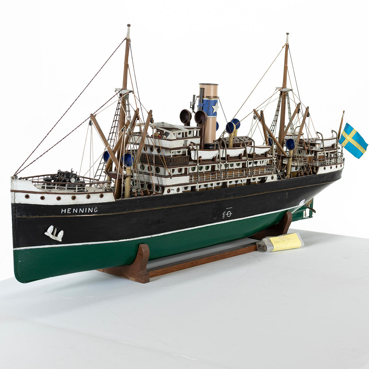 SHIP MODEL, wood, hand built, "henning”.