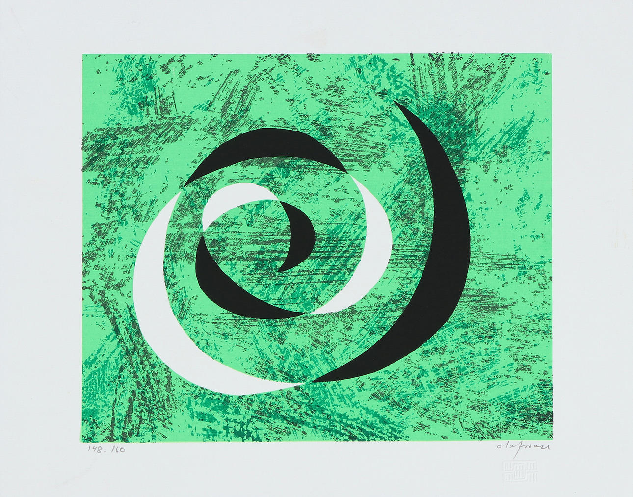 PIERRE OLOFSSON. Lithography, 148/160. Geometric composition. Signed.