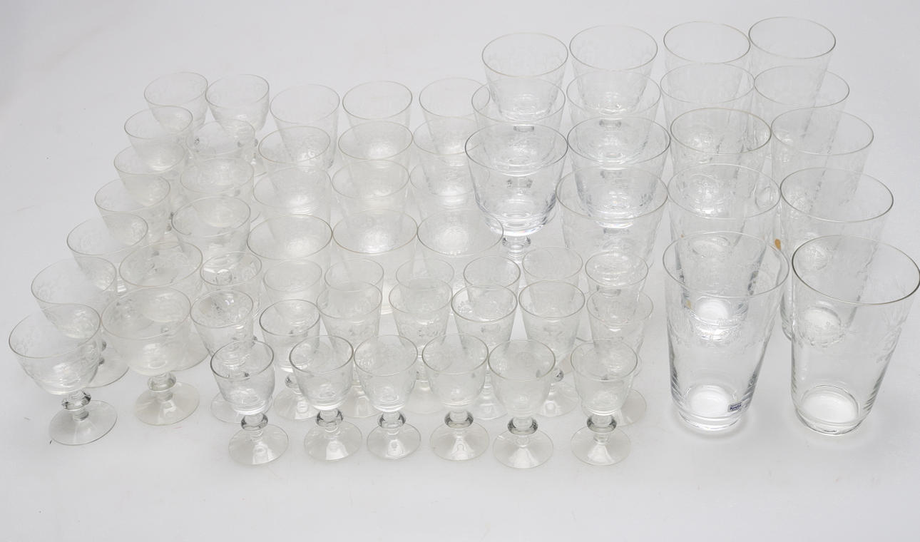 GLASSERVIS, 62 delar, "Elon", Kosta, 1900-tal.