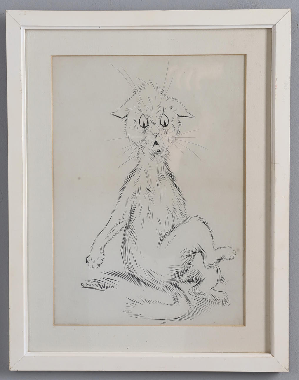 LOUIS WAIN (1860-1939). STUDY OF A CAT, DRAWING.