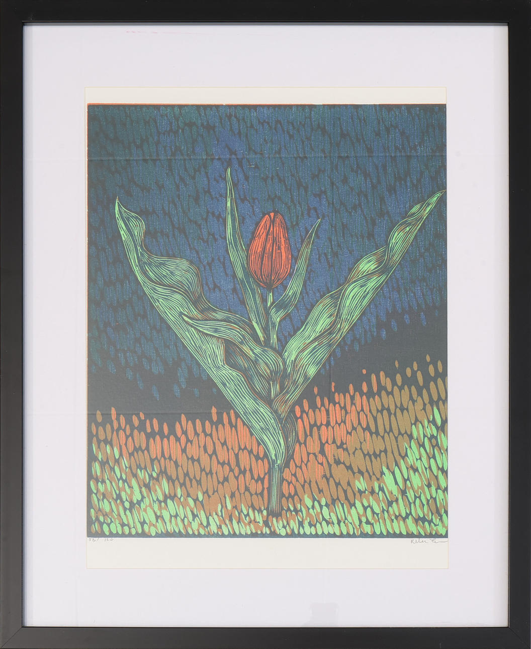 PETER ERN. Woodcut, signed, “Tulip”, numbered 53/120.