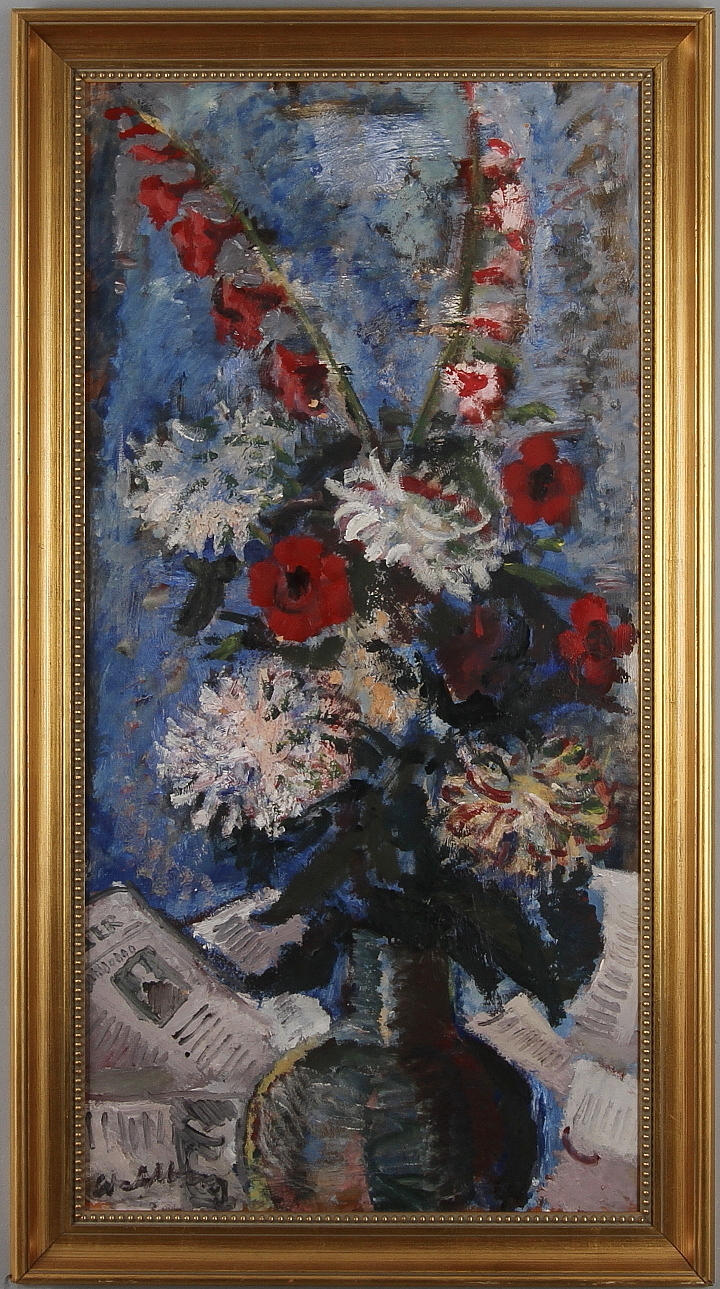 BERTIL WAHLBERG. Blomsterstilleben, olja på duk, signerad.