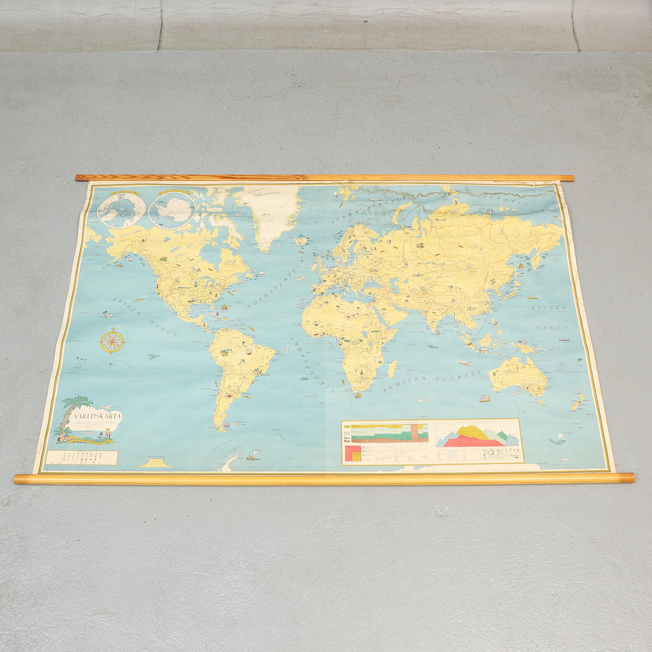 Mapa mundial, plan escolar, década de 1940.