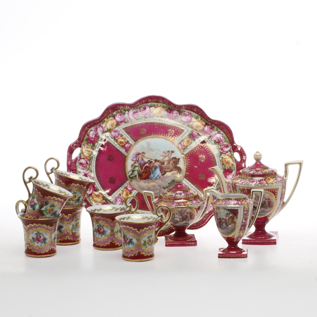 KAFFESERVISDELAR, porslin, tidigt 1900-tal.