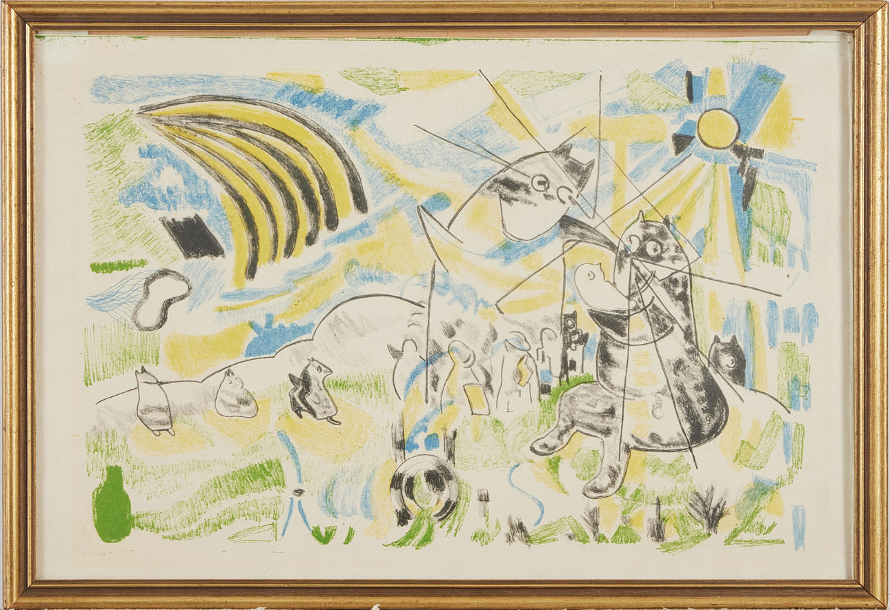 VERNER MOLIN (1907-1980). Figure scene, color lithograph.