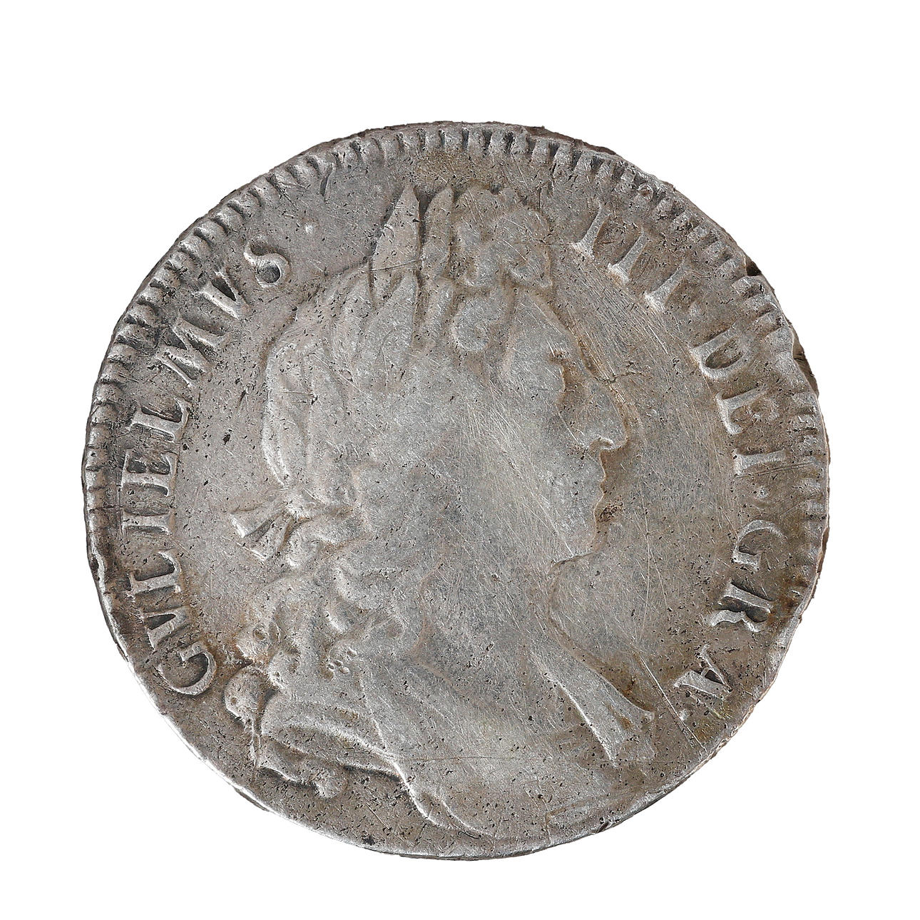 WILLIAM III SILVER HALF CROWN.