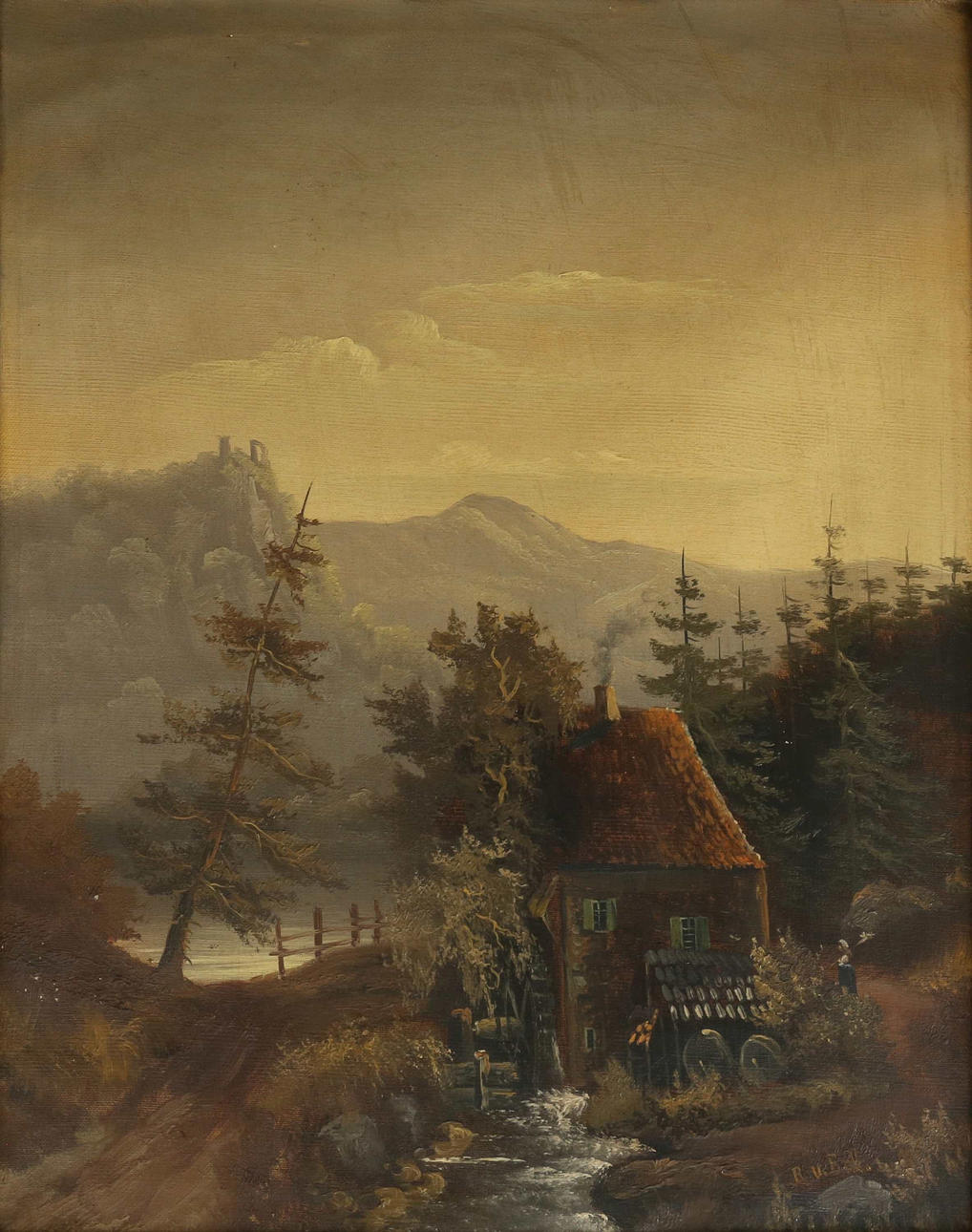 TYSK MÅLARE, TVÅ LANDSKAPSMÅLNINGAR.