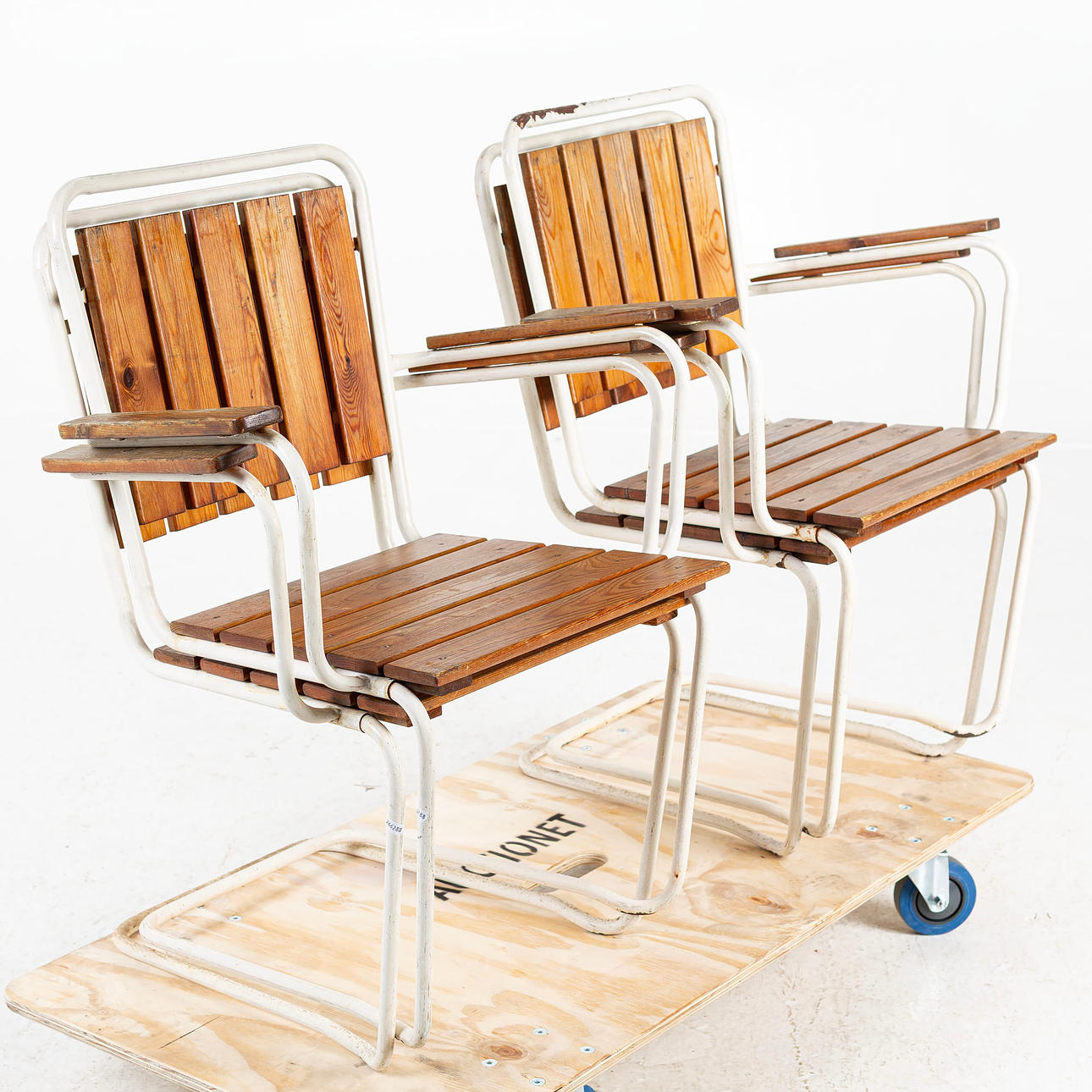 4 stackable garden chairs, second half of the 20th century.