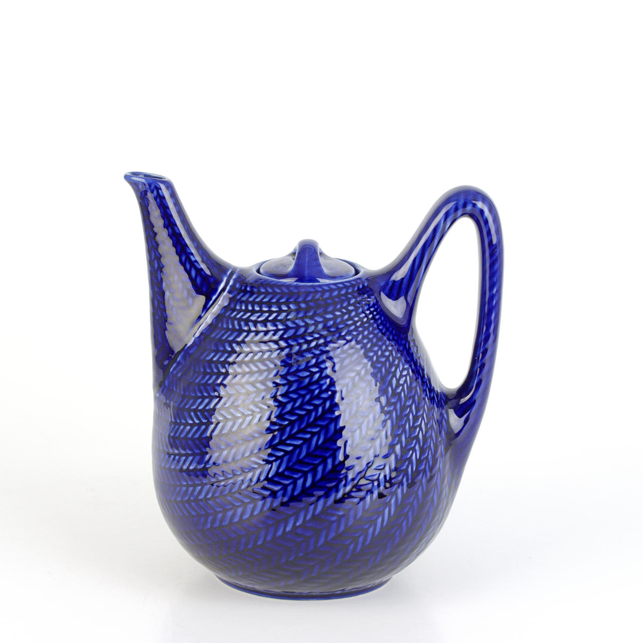 HERTHA BENGTSON. A flintware “Blue fire” coffee pot, Rörstrand, mid 20th century.