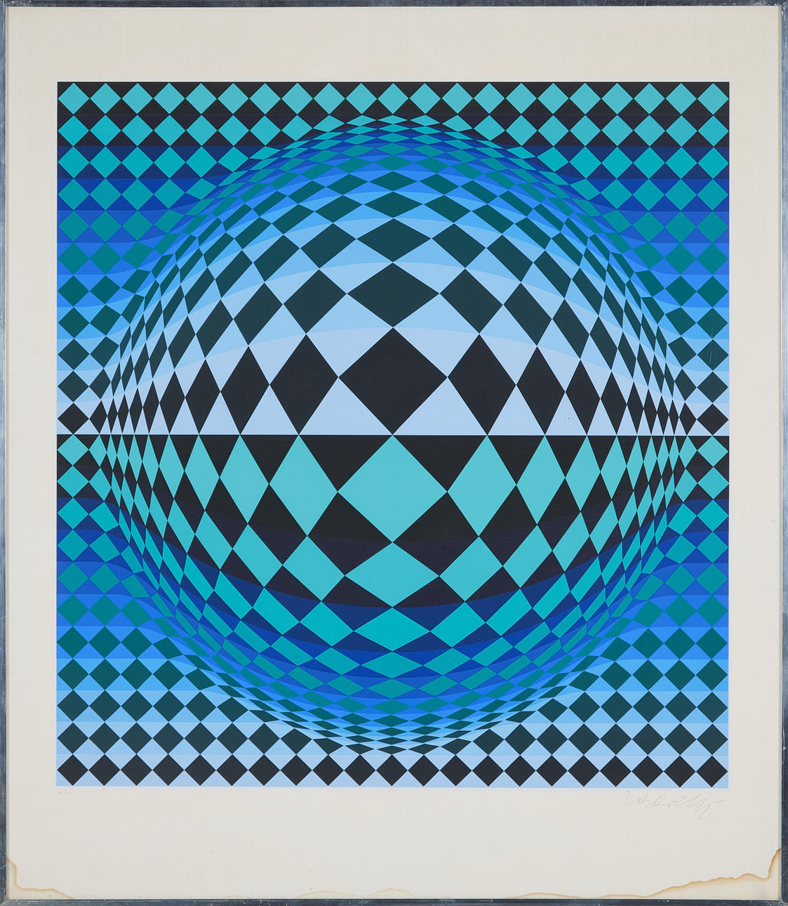 VICTOR VASARELY. Optical composition, signed and numbered, colour lithograph.