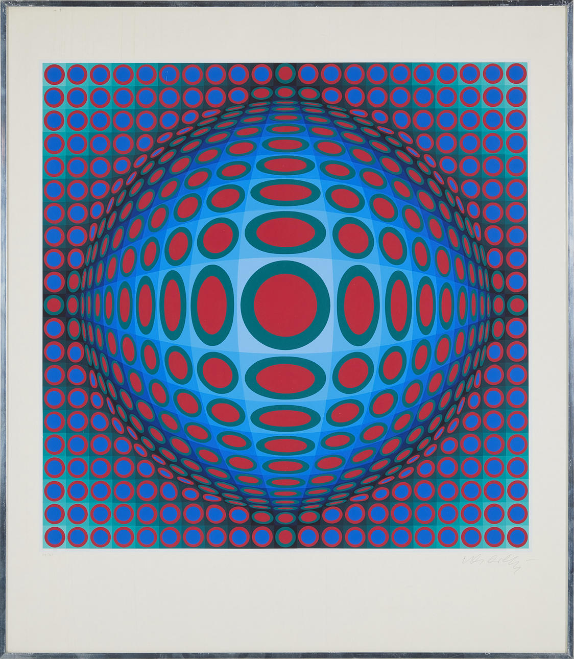 VICTOR VASARELY. Optical composition, signed and numbered, colour lithograph.