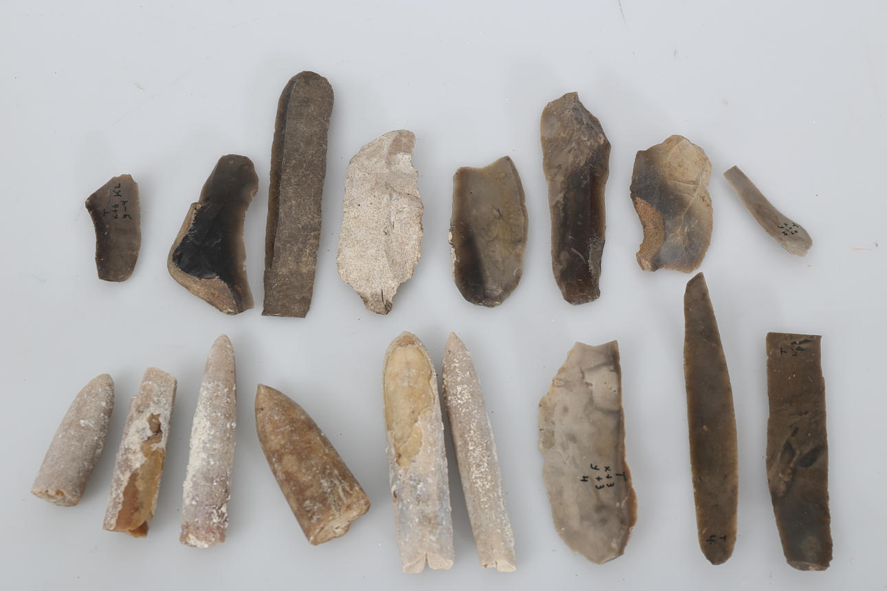 DOLKAR OCH SPETSAR, stenåldern, 17 stycken.