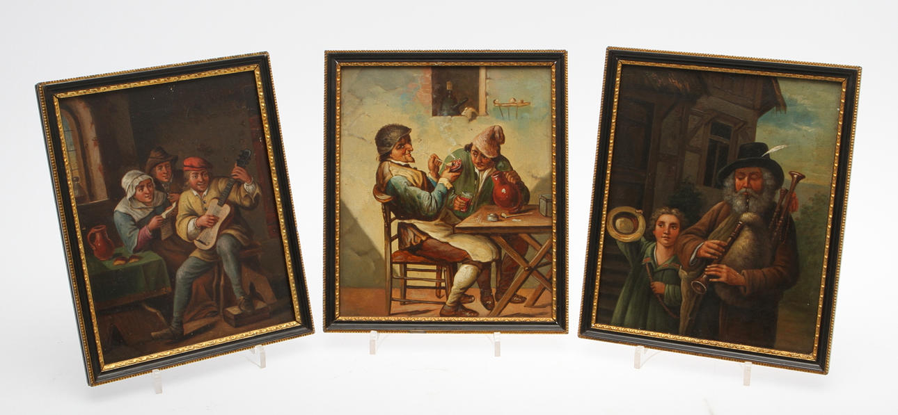 OKÄND KONSTNÄR, 3 st, olja på papper, 1900-tal.