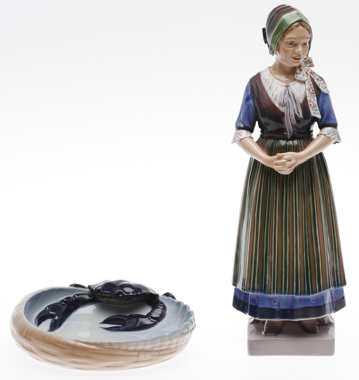 KERAMIKFÖREMÅL, 2 delar, porslin, Danmark, FIGURIN, Dahl Jensen, FAT, Royal Copenhagen.