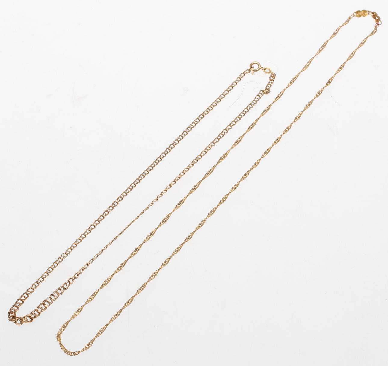 KEDJOR, 2 st, 18k guld, vikt ca 10,3 gr.