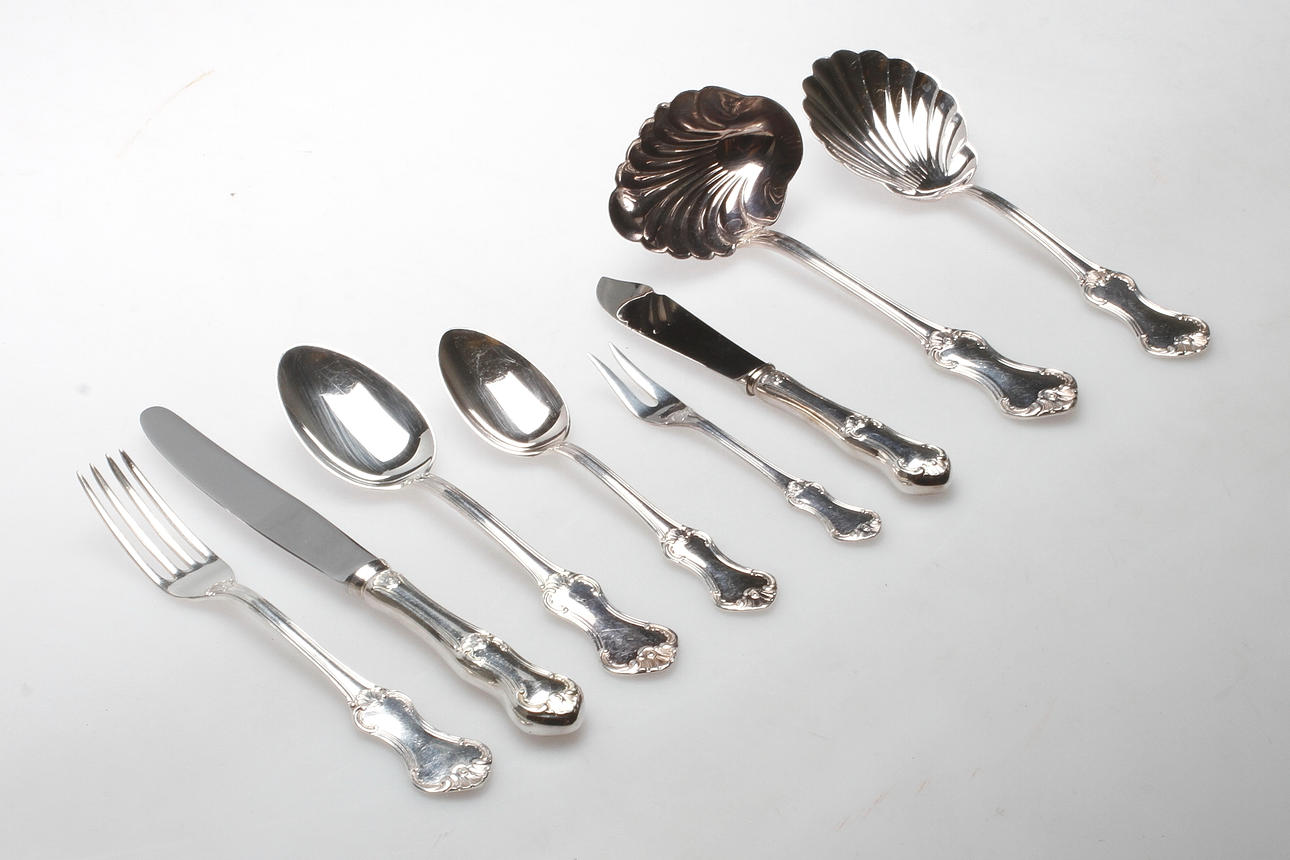 BESTICK, 60 delar, nysilver, "Patricia", Mema, 1900-tal.