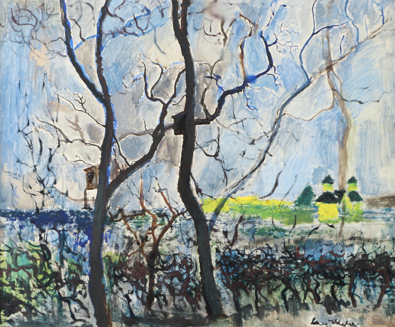 LARS HERDER. Park motif, oil on panel, signed.