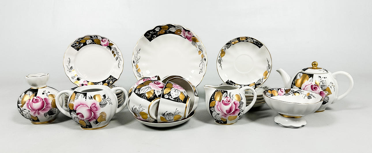 TEA SET, 24 pieces, porcelain, Lomonosov, Soviet.