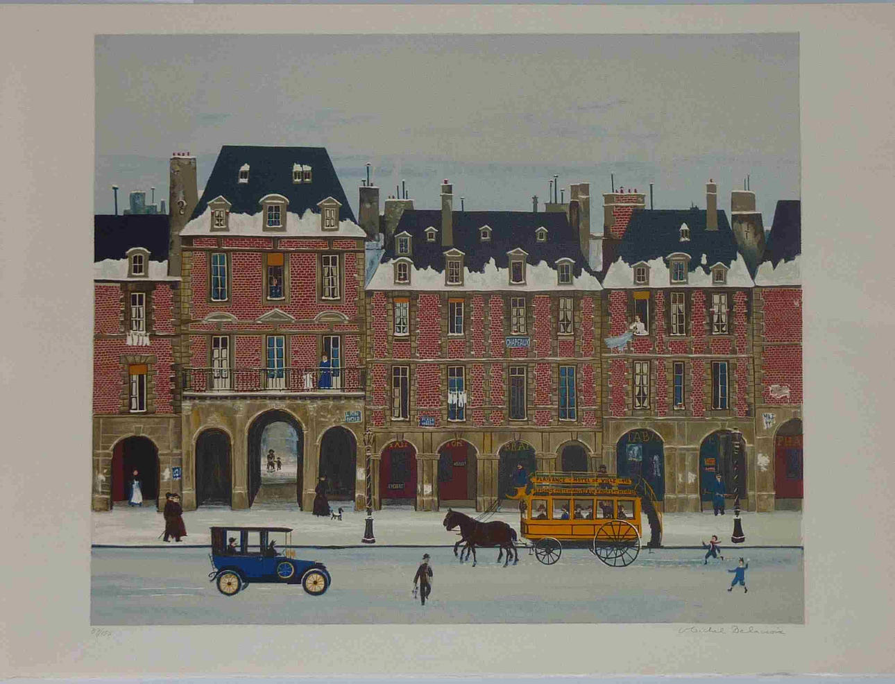 MICHEL DELACROIX. FÄRGLITOGRAFI ”PARIS: PLACE DE VOSGES.