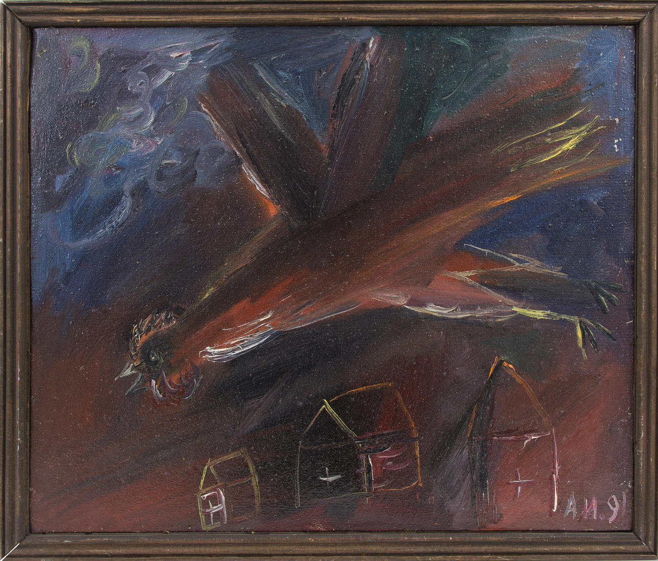 RUSSISCHER KÜNSTLER. Ovanför taken, monogram, daterad 91.