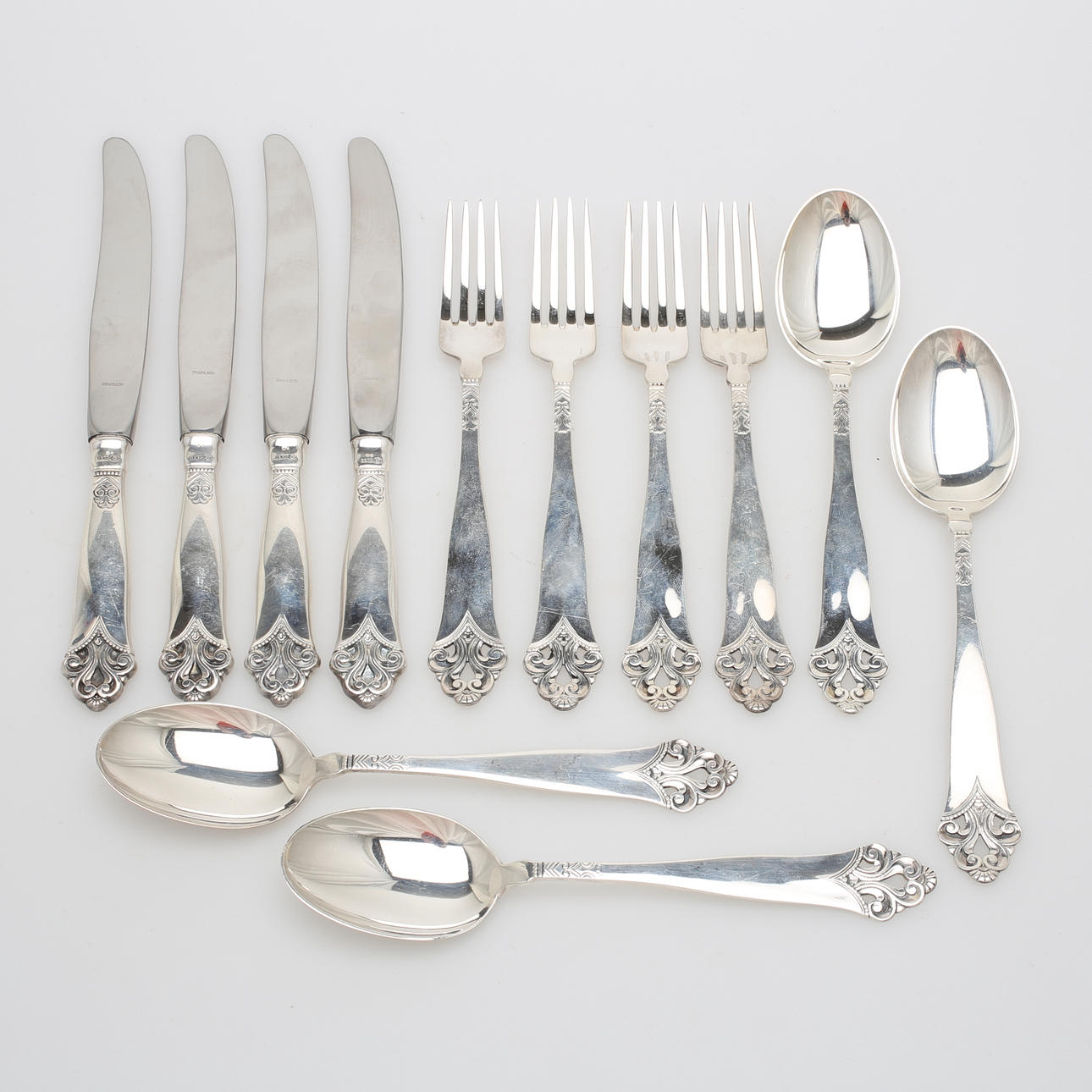 BESTICK, 12 st, silver, "Lillemor", total vikt 529 gram.