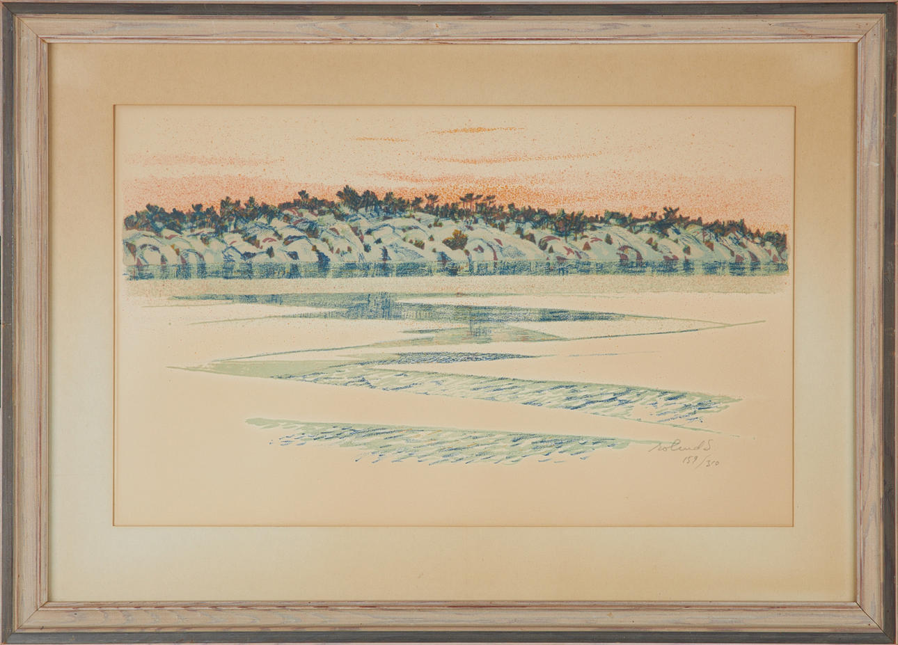 ROLAND SVENSSON. “Early spring evening winter evening” lithograph, signed and numbered 159/310.