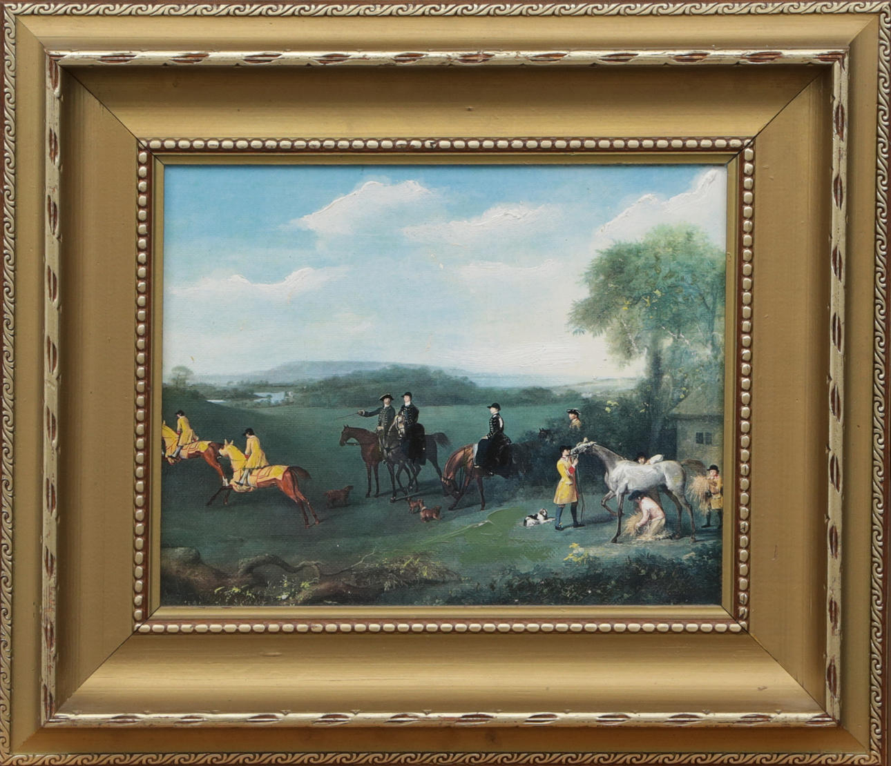 REPRODUCTION PRINT, on panel, elevated with oil brush strokes.