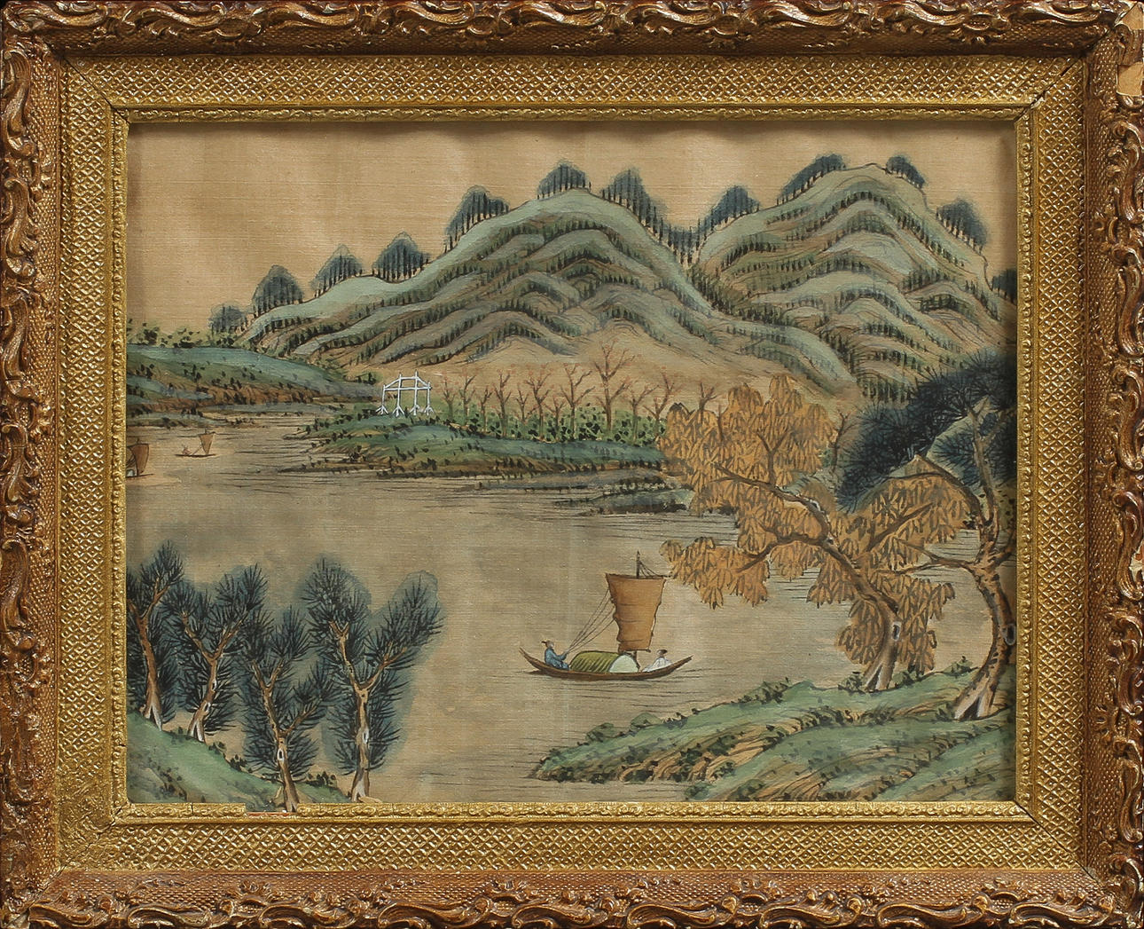 MÅLNING PÅ SIDEN, Kina, omkring år 1900.