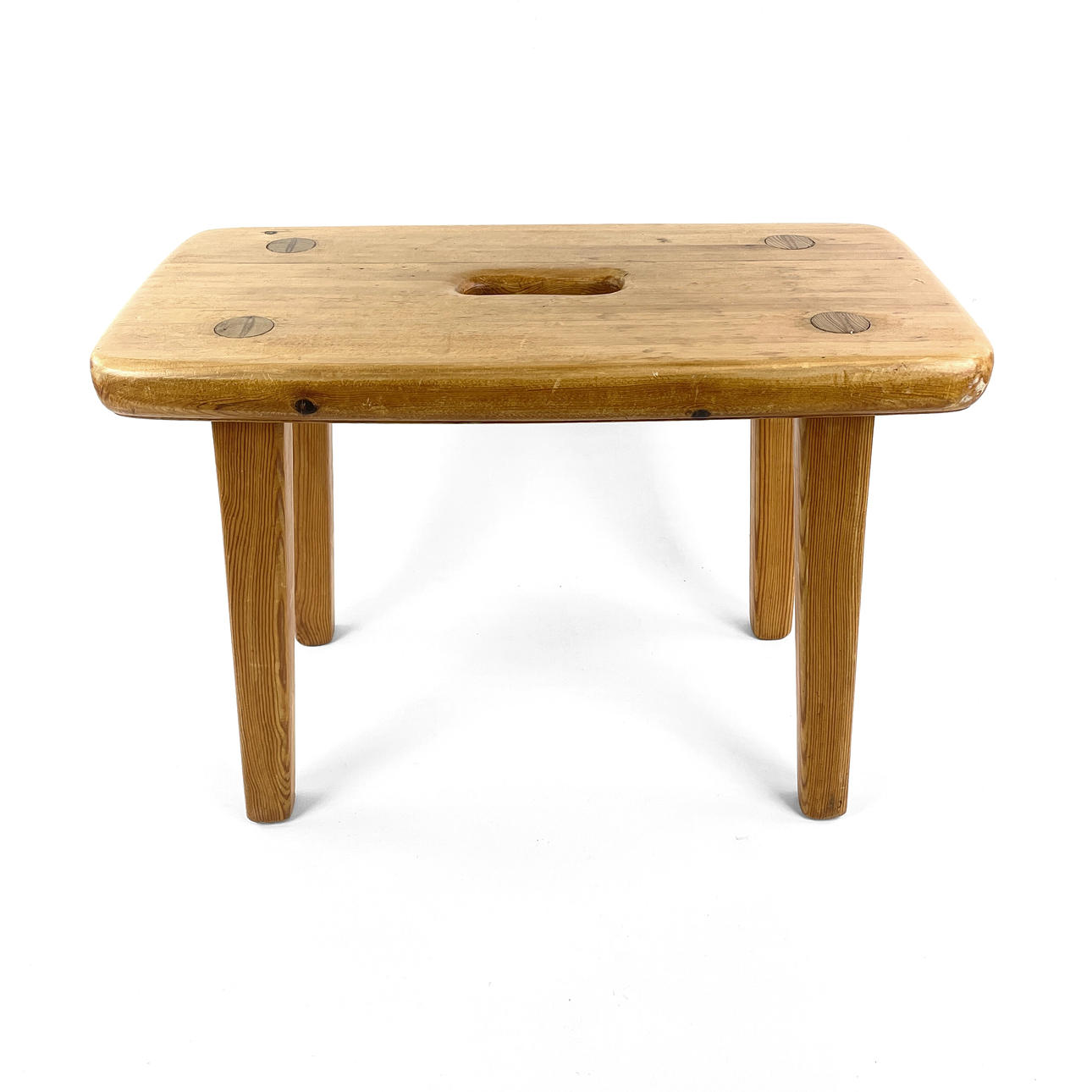 A pine stool, second half of the 20th century.