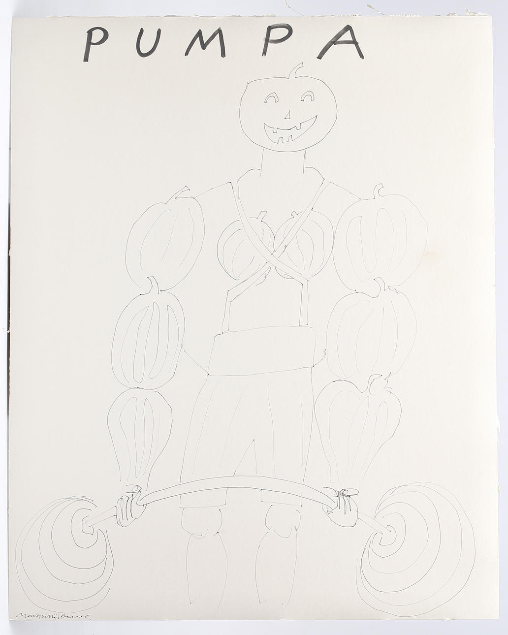 MARTIN MÖLDENER. “Pumpkin”, ink on passepartout, signed.