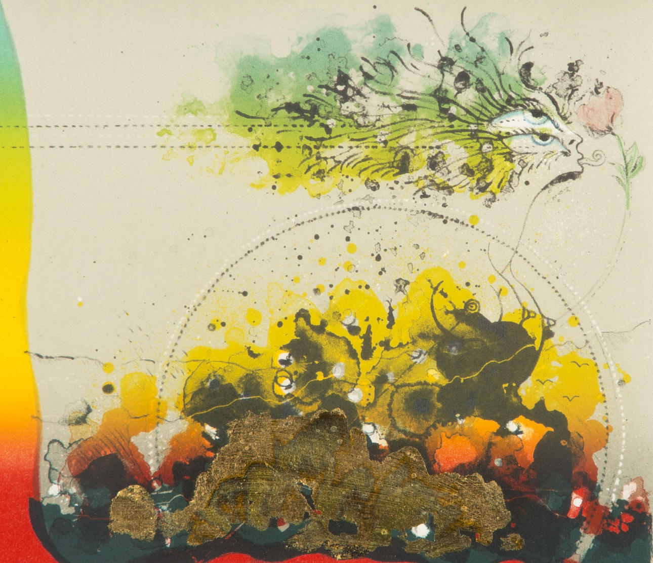 ARDY STRUWER. Komposition med blommor, färglitografi, signerad.