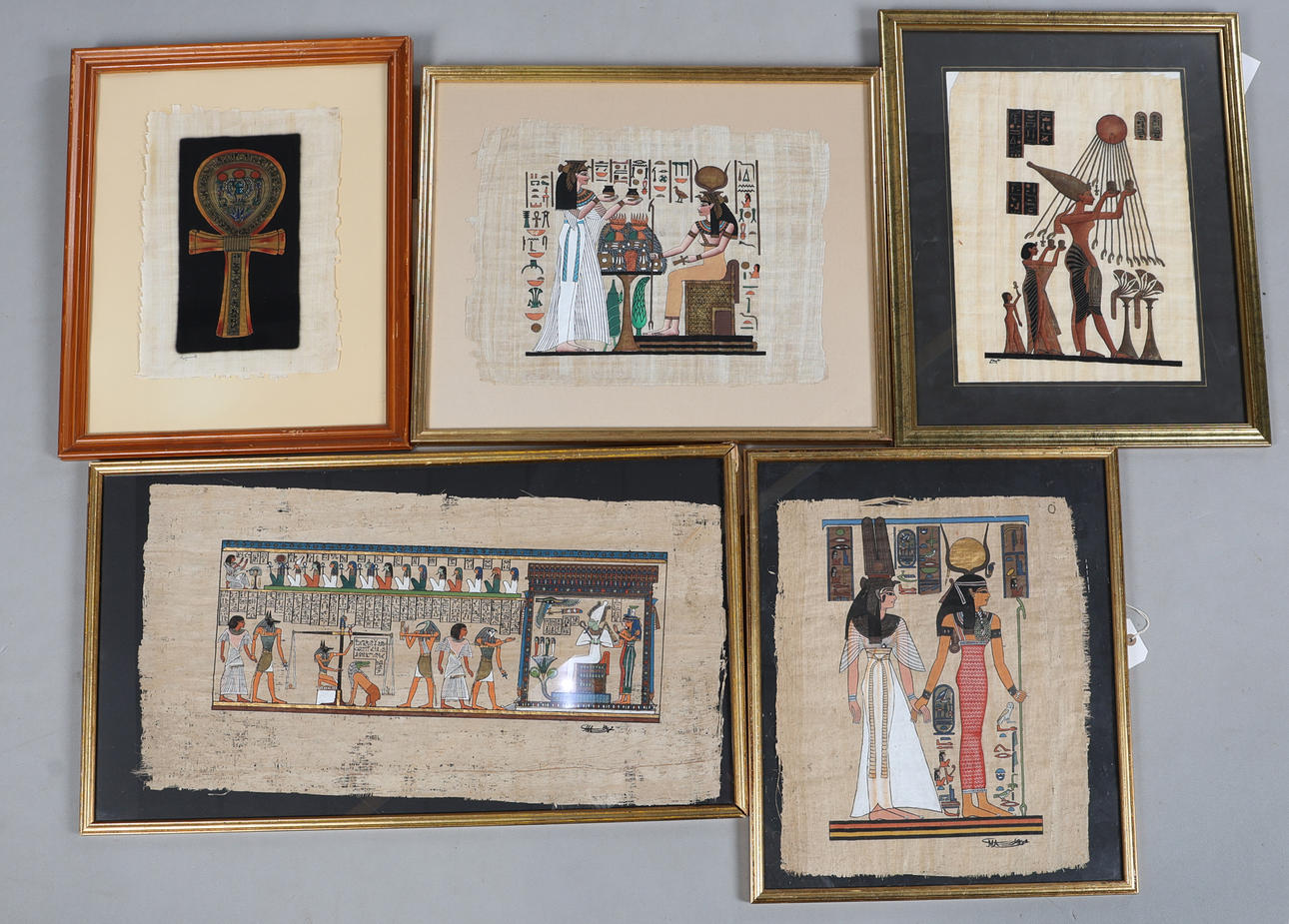 CINCO PINTURAS DE PAPIRO EGIPCIO (5).