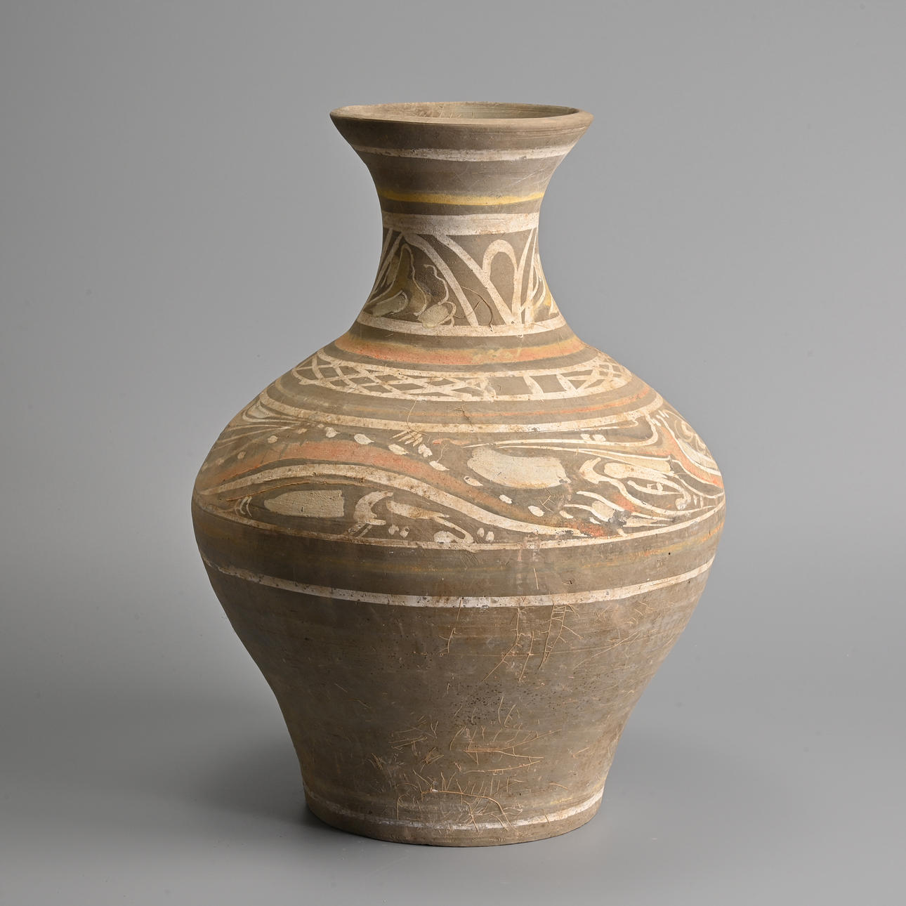 A FINE CHINESE PAINTED POTTERY 'DRAGON' JAR, WESTERN HAN