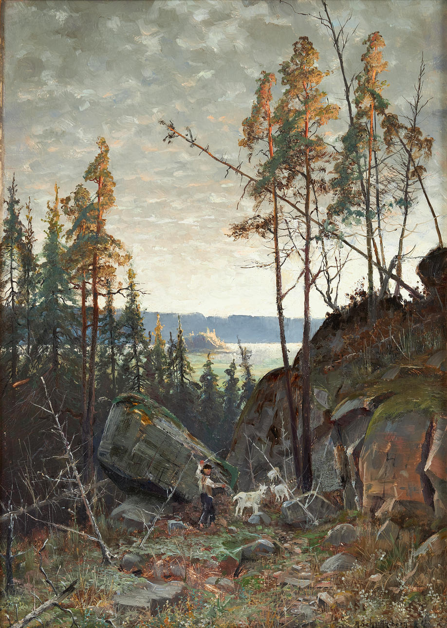 ANSHELM SCHULTZBERG. Evening landscape from Baggensstäket.