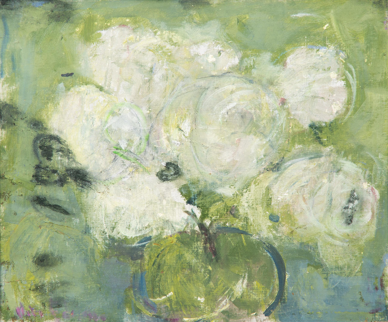 VERA EDELMAN. Blomsterstilleben, olja på upplistrad duk, signerad.