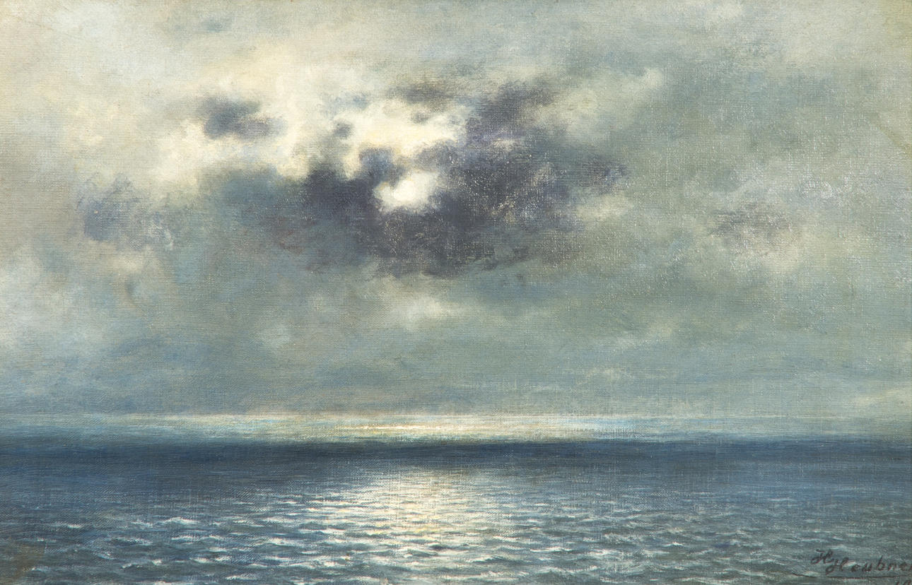HERMANN LUDWIG HEUBNER. Havsbild, olja på pannå, signerad H. Heubner, tidigt 1900-tal.