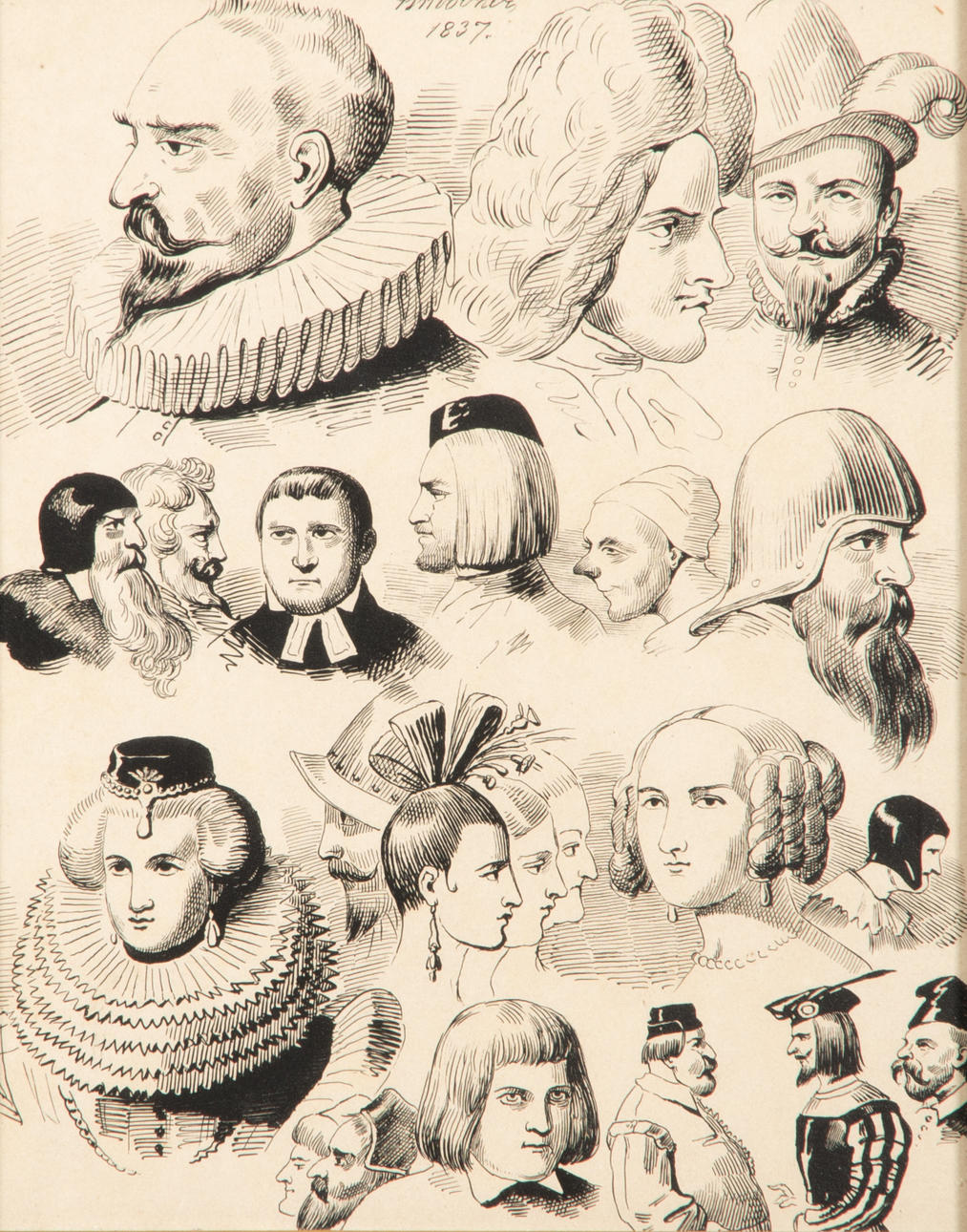 PORTRÄTTAVLA, litografi, Mörner 1837.