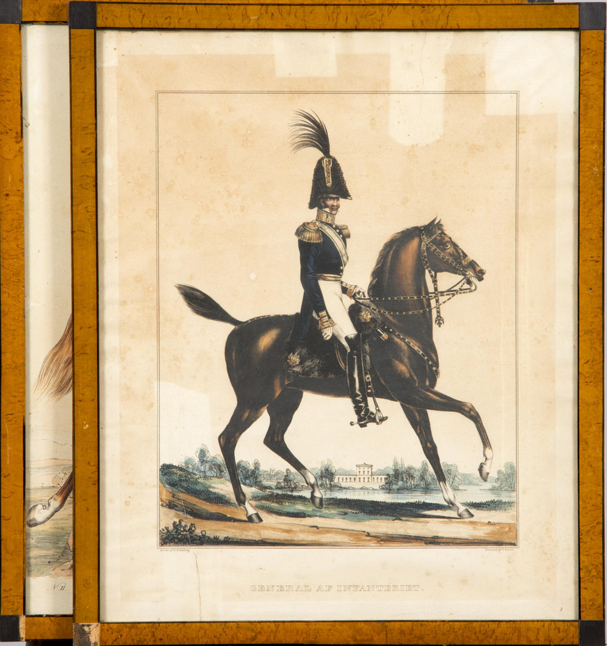 ÄLDRE TRYCK, 2 stycken med kavallerister.