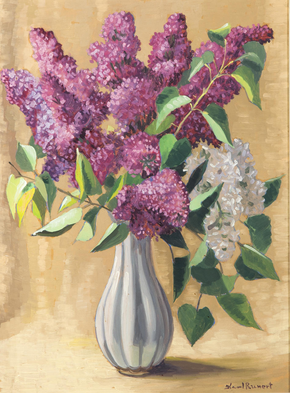 KARL RUNERT. Blomsterstilleben, olja på pannå, signerad.